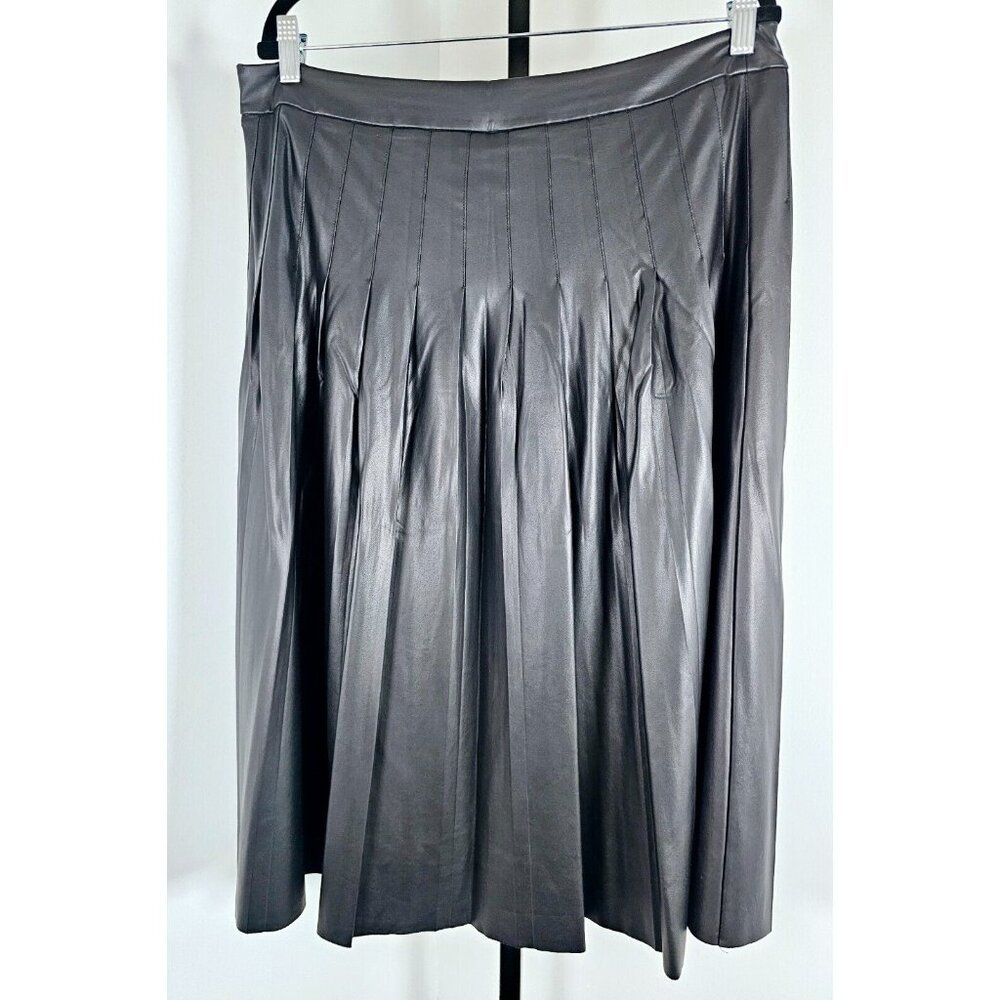 Lane Bryant Faux Leather Pleated Midi Skirt SZ 16